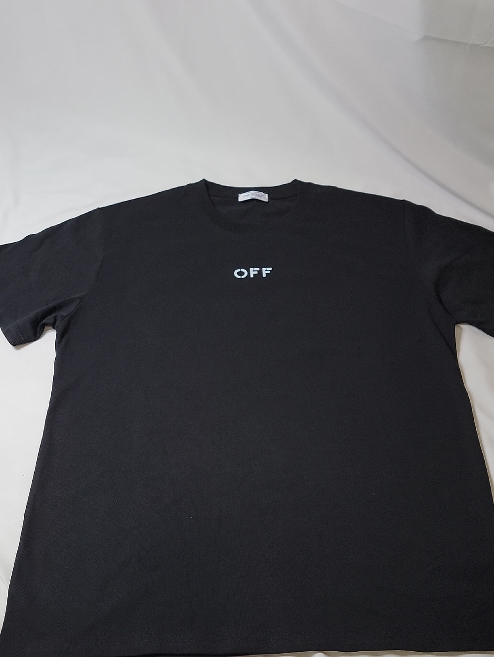 Off-White Black Crewneck T-Shirt with Small White 'OFF' Logo